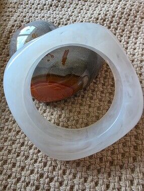 Vintage White Lucite bangle bracelet 1930-1940's.